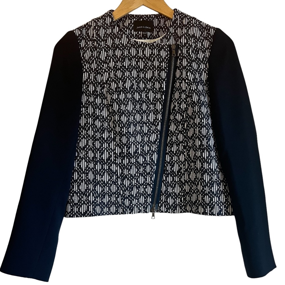 Judith & Charles navy & white cropped blazer Sz 6 excellent condition, 🇨🇦 made